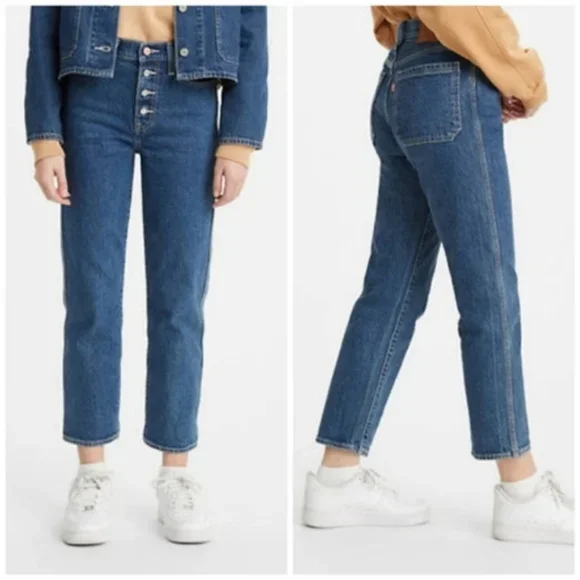 Levi's Wedgie Utility Straight Leg Jeans Denim Pants Middle Sister Carpe… - Picture 3 of 12